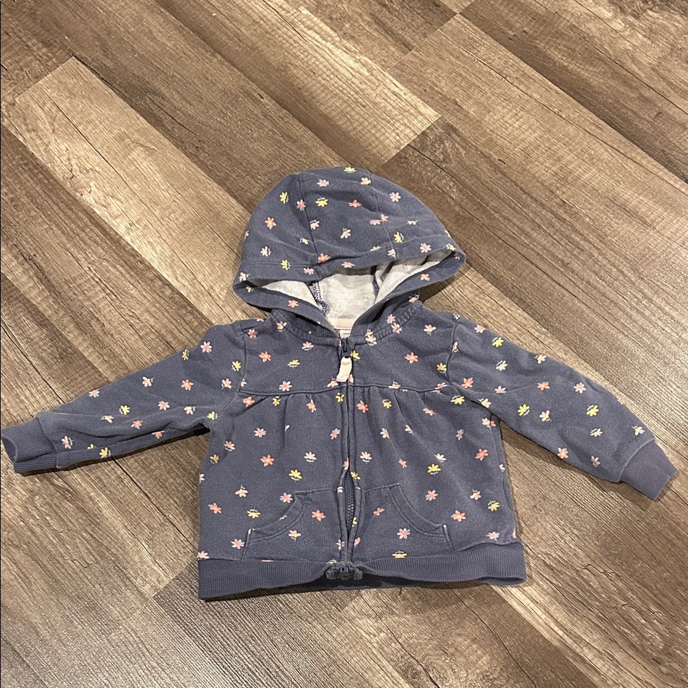 Carter’s Floral Hooded Baby Zip Up Size 9 Months